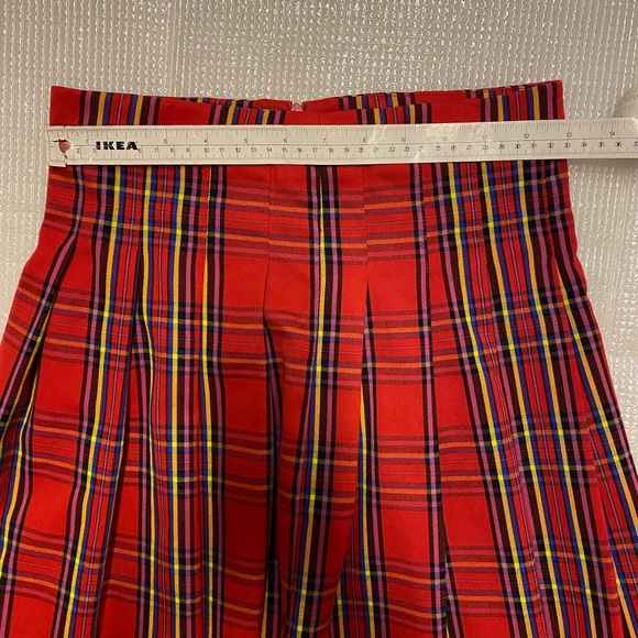 ZARA Red Plaid Pleated skirt - Picture 4 of 5